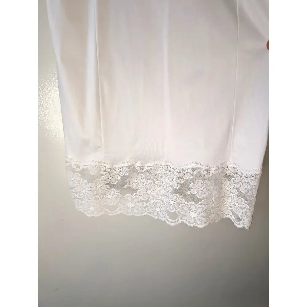 Vanity Fair Vintage Full Slip Ivory Lace Appliqué Nylon Made USA XS S 32